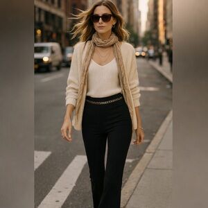 Aritzia Wilfred Candace Black Flare Ponte Knit Pants Size XS